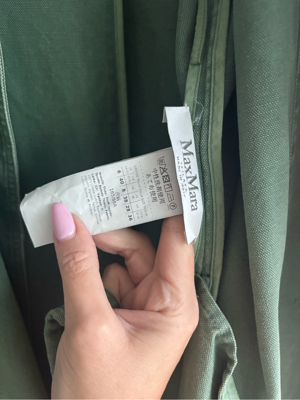 MaxMara Corfu Sage Green Double-Breasted Trench Coat with Belt - Picture 10 of 12